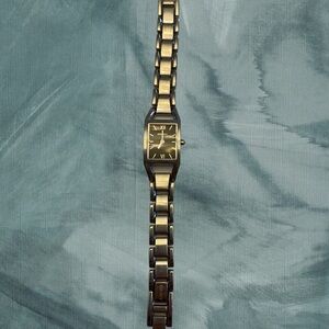 Women’s Silver Bracelet Link Watch with Black Accents